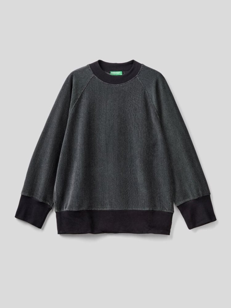 Benetton Oversized Fit Chenille Sweatshirt Dames Zwart | BE474916