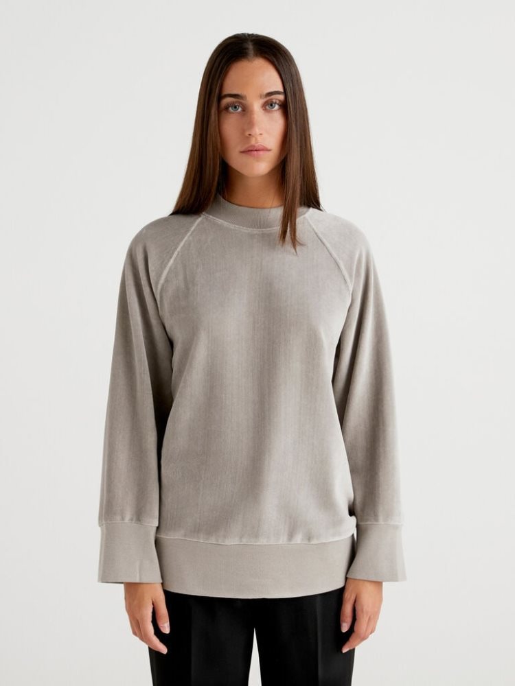 Benetton Oversized Fit Chenille Sweatshirt Dames Grijs | BE860870