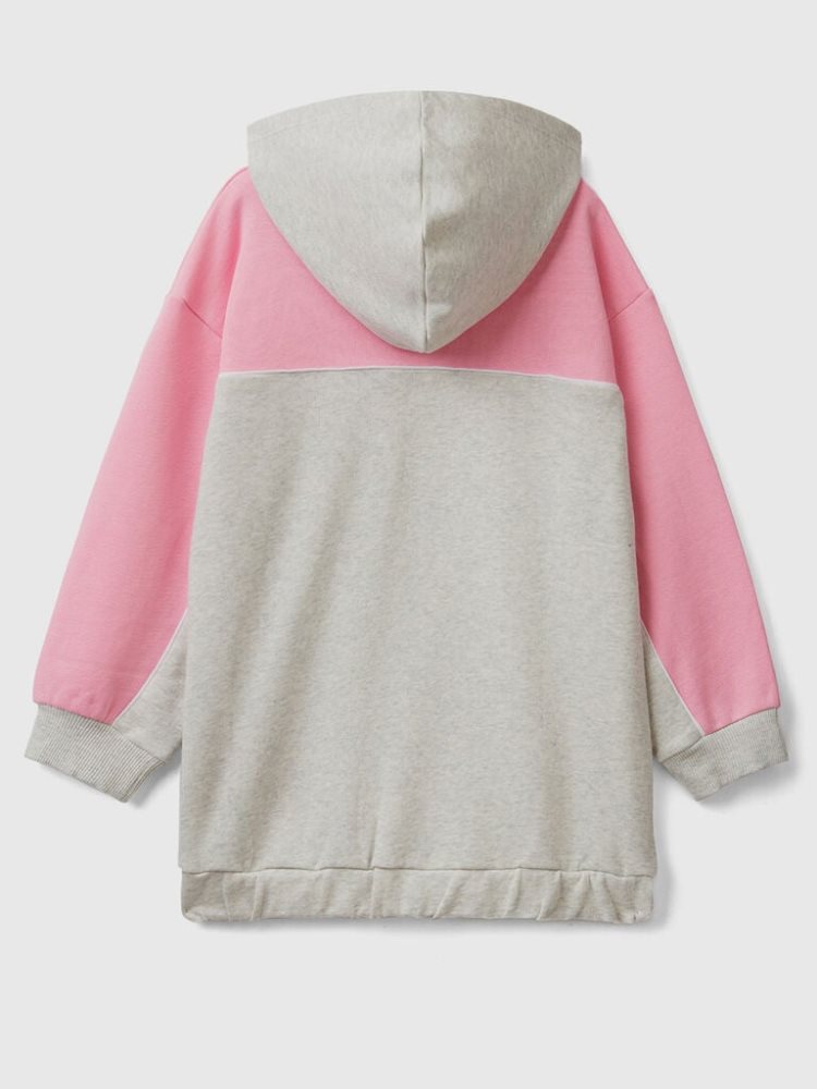 Benetton Oversized Print Hoodie Kinderen Lichtgrijs | BE559195