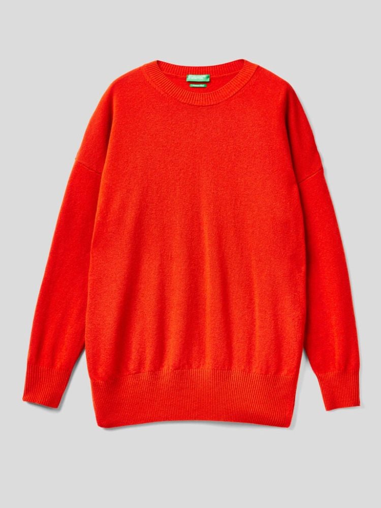 Benetton Oversized Slits Truien Dames Rood | BE157928