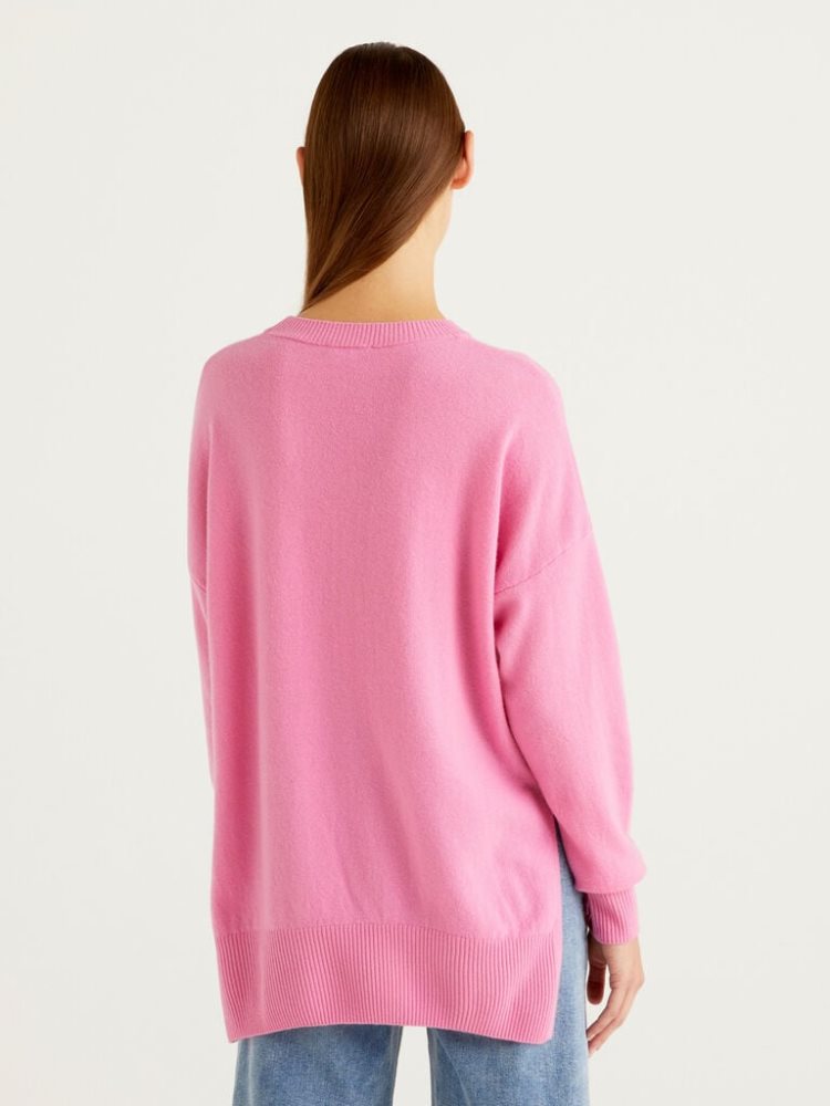 Benetton Oversized Slits Truien Dames Roze | BE632215