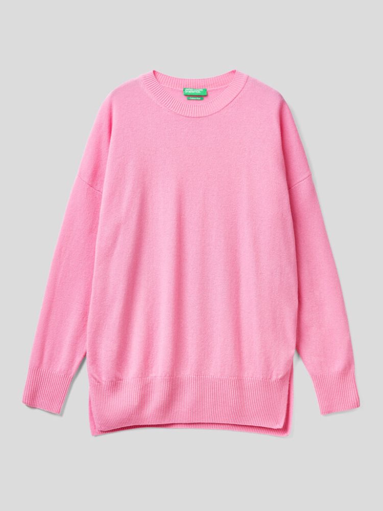 Benetton Oversized Slits Truien Dames Roze | BE632215