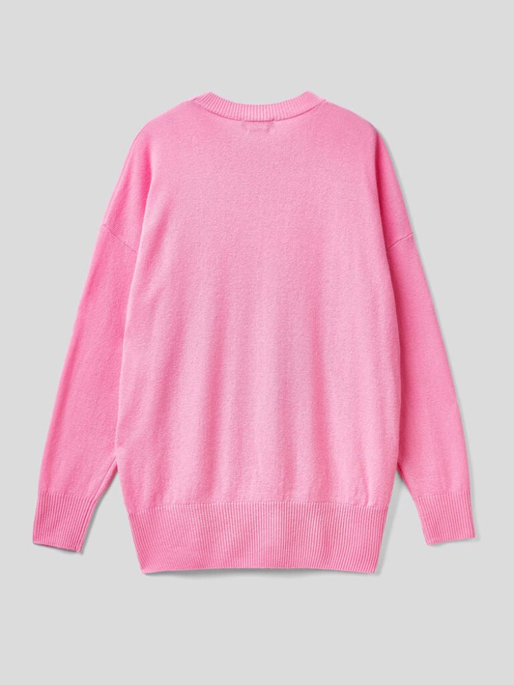 Benetton Oversized Slits Truien Dames Roze | BE632215