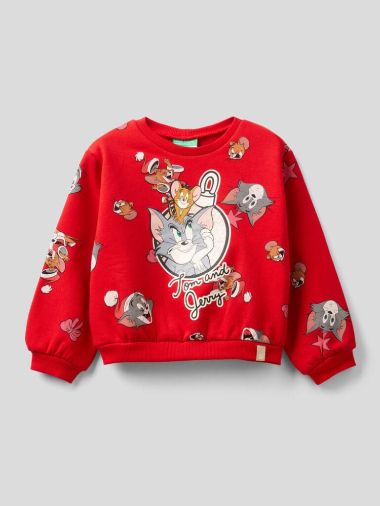 Benetton Oversized Tom & Jerry Sweatshirt Kinderen Rood | BE020043