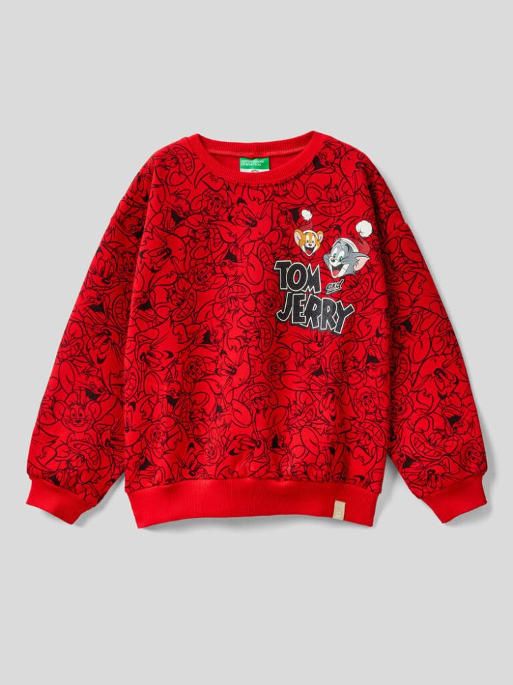 Benetton Oversized Tom & Jerry Sweatshirt Kinderen Rood | BE563502