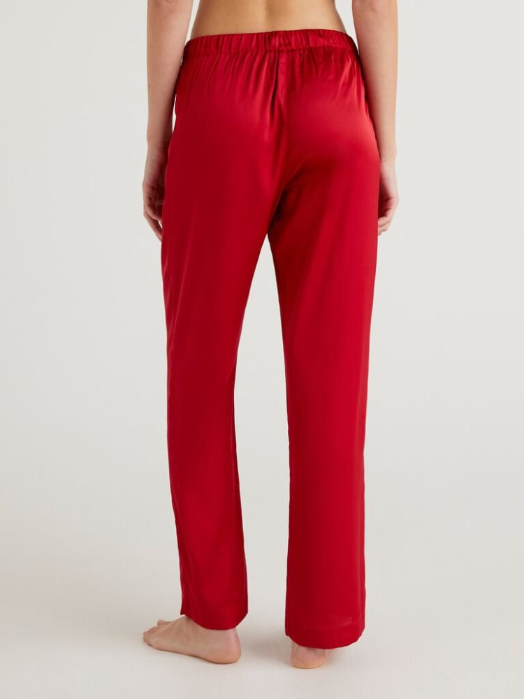 Benetton Palazzo Satin Broek Dames Rood | BE473402