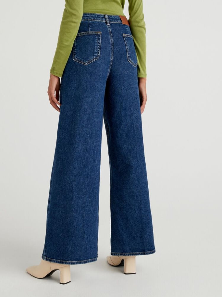 Benetton Palazzo Slit At The Bottom Jeans Dames Blauw | BE650493