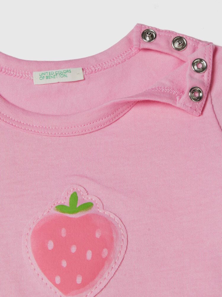 Benetton Patch And Print T-shirts Kinderen Roze | BE965484