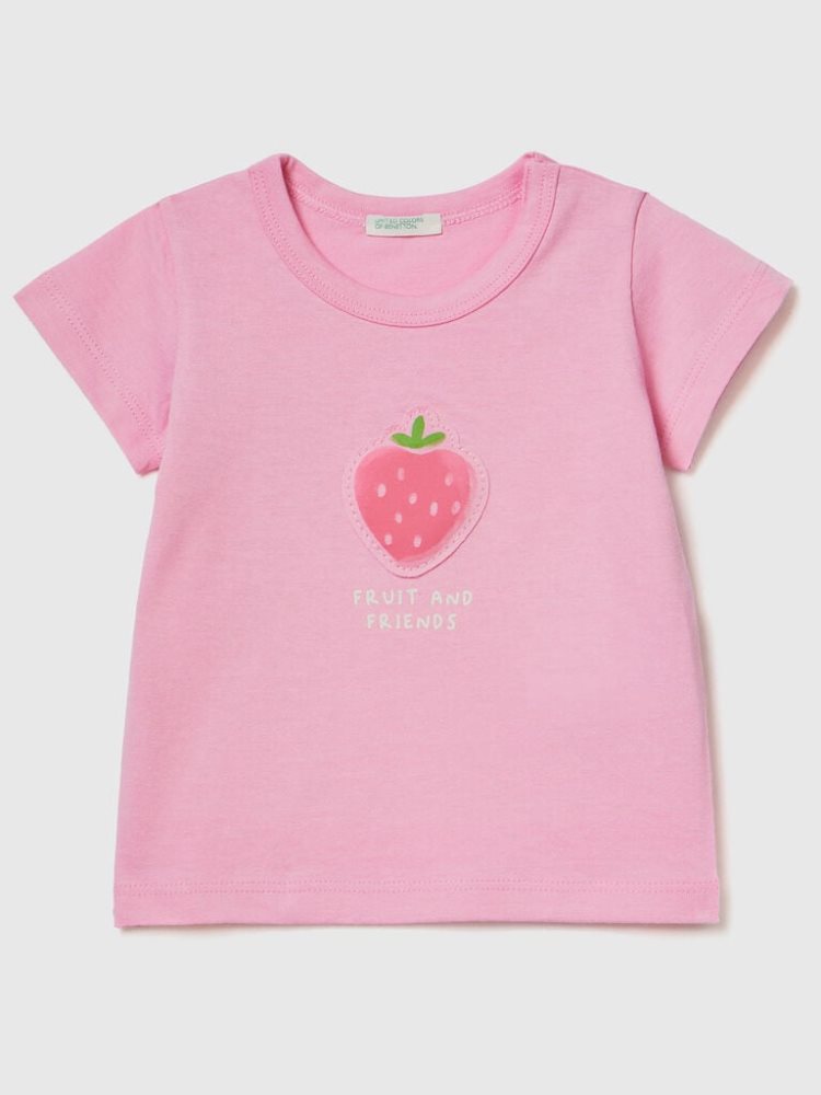 Benetton Patch And Print T-shirts Kinderen Roze | BE965484