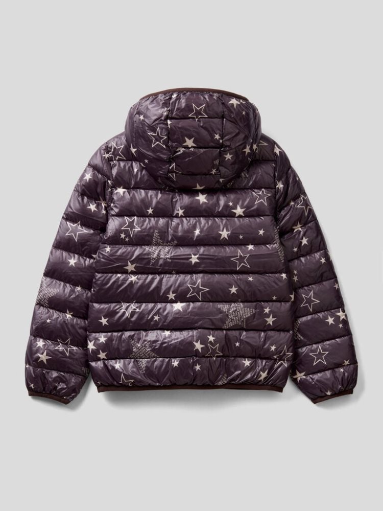 Benetton Pattern Print Puffer Padded Jackets Kinderen Donkergrijs | BE799297