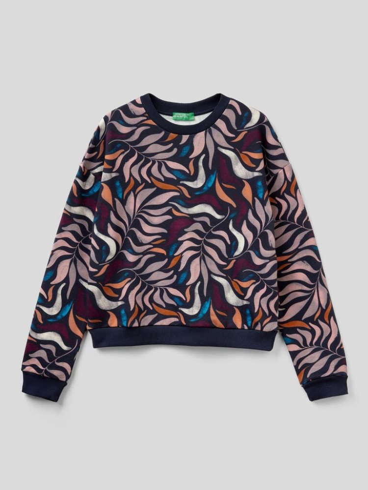 Benetton Patterned 100% Katoenen Sweat Sweatshirt Dames Violet | BE413739