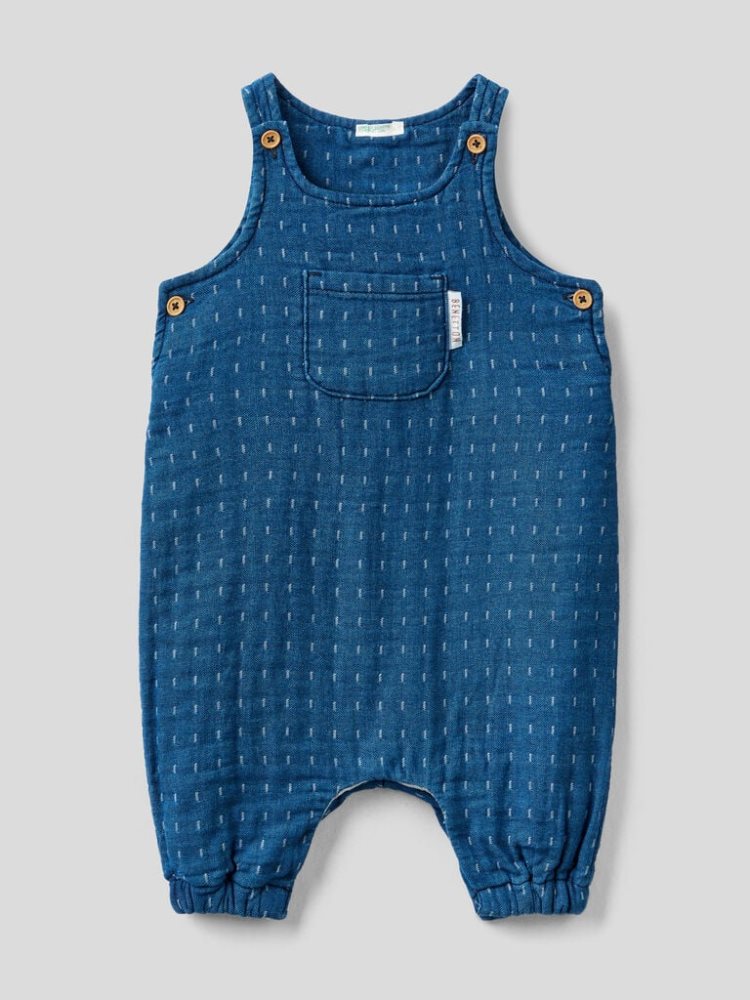 Benetton Patterned Denim Dungarees Kinderen Donkerblauw | BE477437