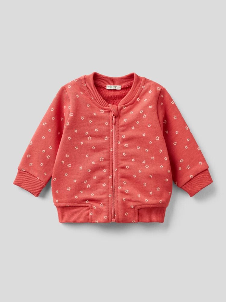 Benetton Patterned Pure Organic Katoenen Sweatshirt Kinderen Koraal | BE287770