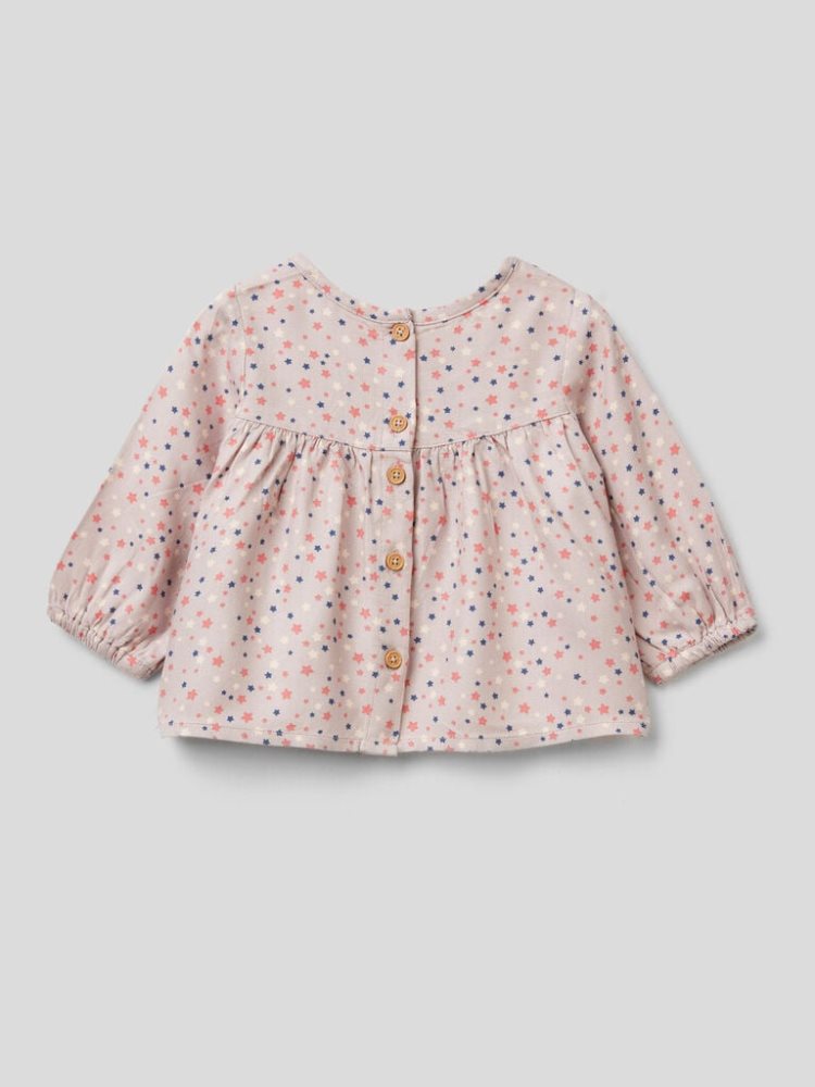 Benetton Patterned Pure Viscose Blouse Kinderen Roze | BE205880