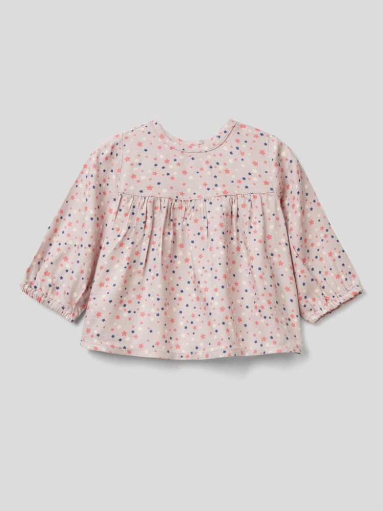 Benetton Patterned Pure Viscose Blouse Kinderen Roze | BE205880