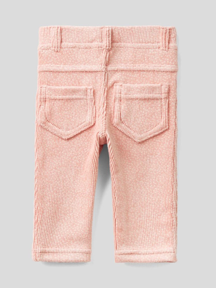 Benetton Patterned Stretch Chenille Broek Kinderen Roze | BE251481