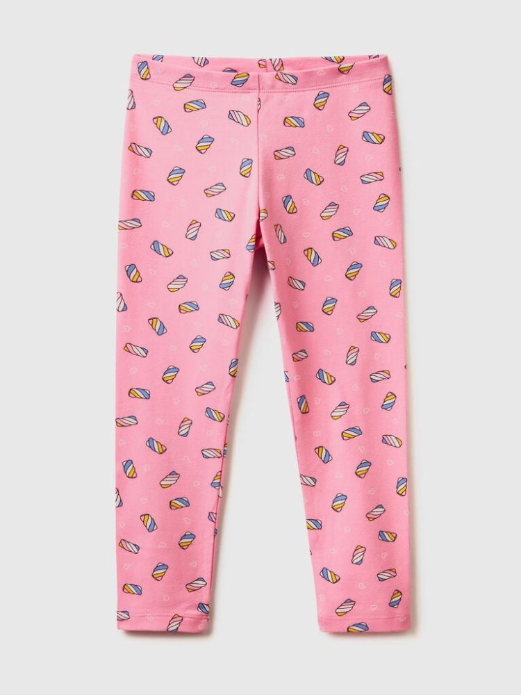 Benetton Patterned Stretch Katoenen Leggings Kinderen Roze | BE378944