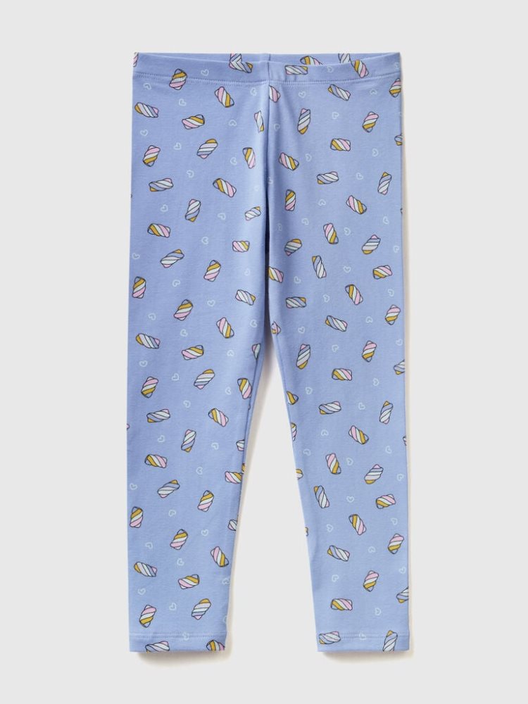 Benetton Patterned Stretch Katoenen Leggings Kinderen Periwinkle | BE756069