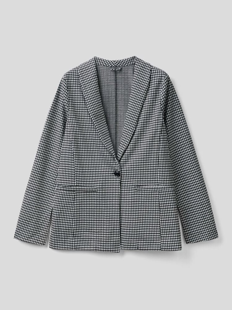 Benetton Patterned Viscose Blend Blazer Dames Donkergrijs | BE263990