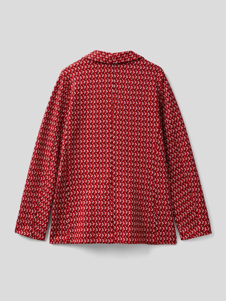 Benetton Patterned Viscose Blend Blazer Dames Rood | BE935790