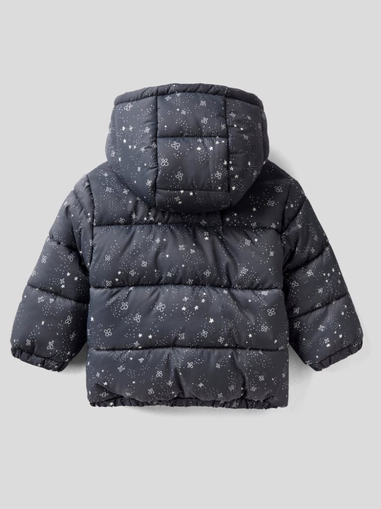 Benetton Patterned Zip And Hood Jassen Kinderen Donkergrijs | BE686437