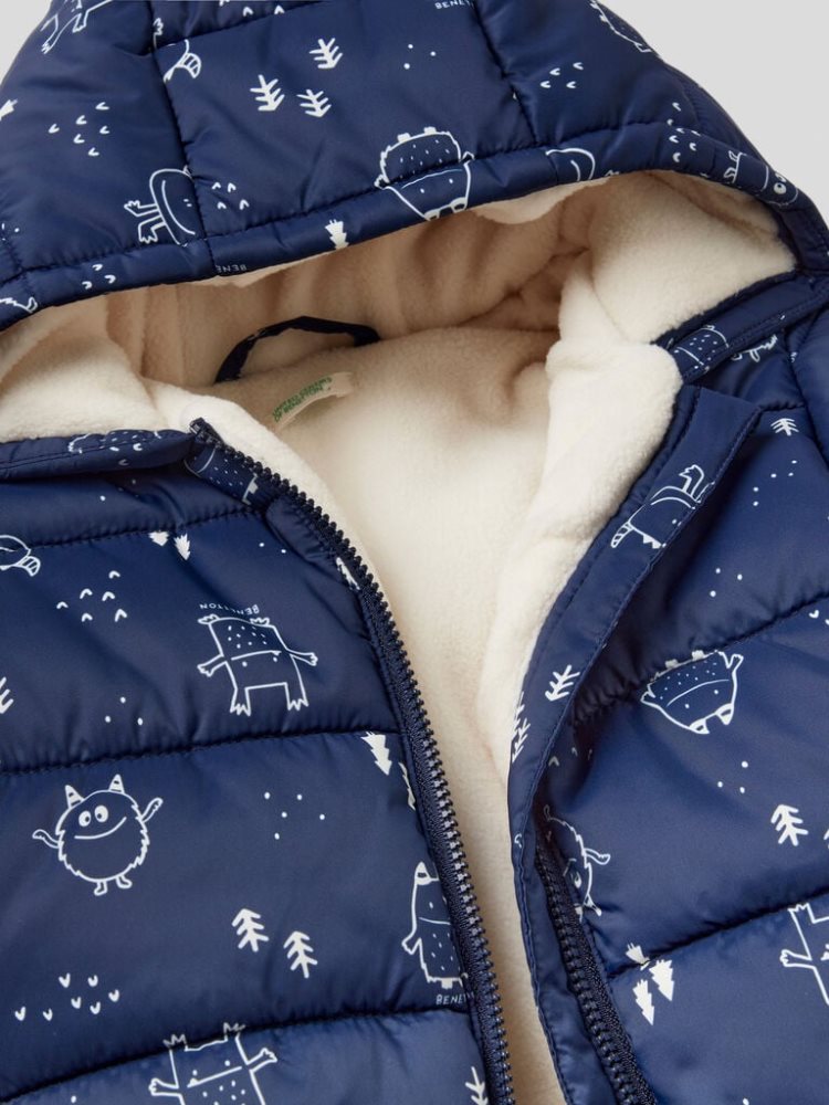 Benetton Patterned Zip And Hood Jassen Kinderen Blauw | BE970370