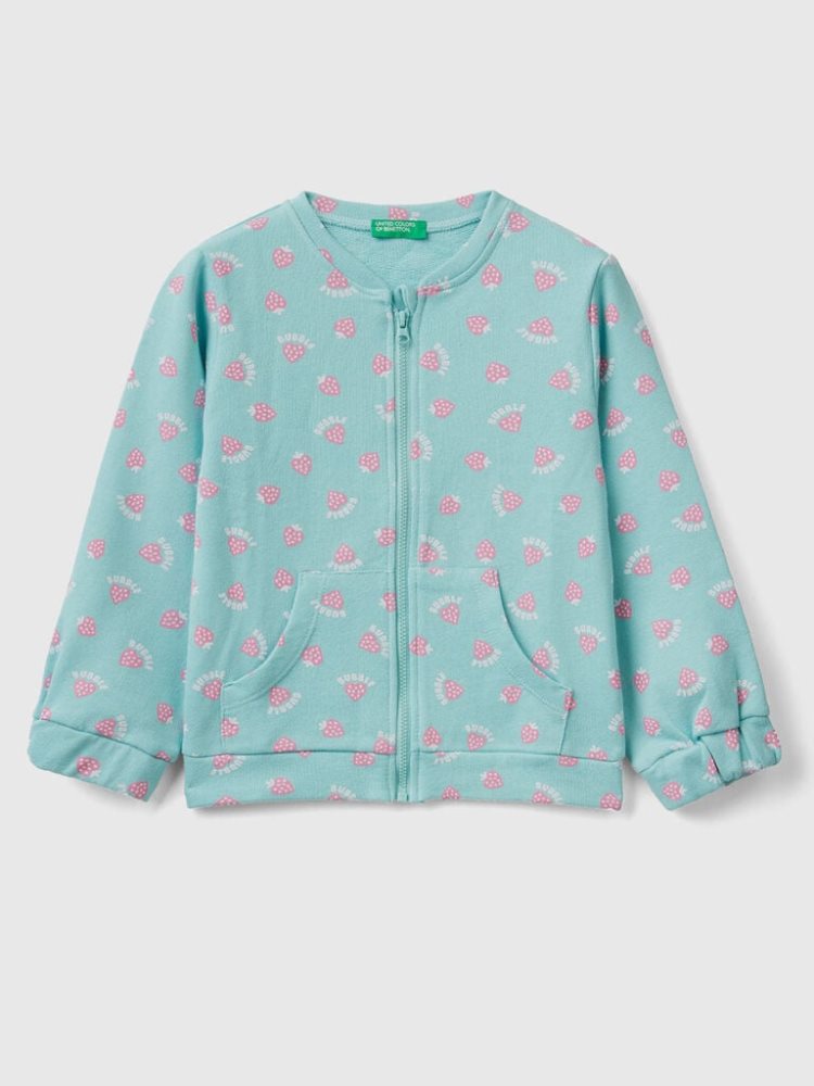 Benetton Patterned Zip Sweatshirt Kinderen Lichtblauw | BE844106