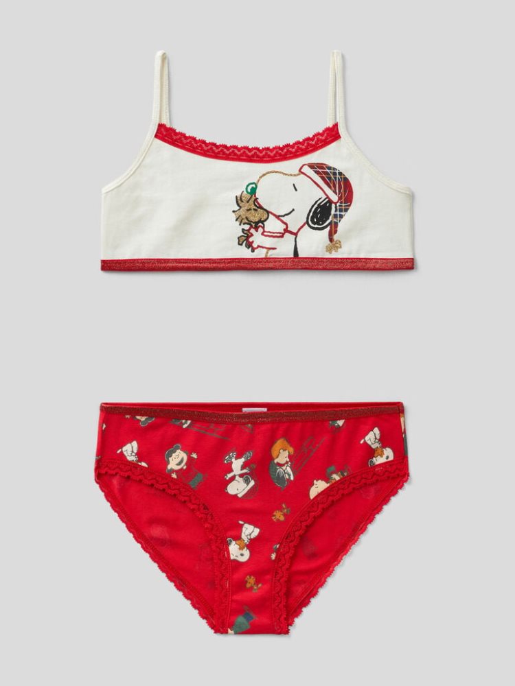 Benetton Peanuts Bra Set Matching Sets Kinderen Wit | BE518150