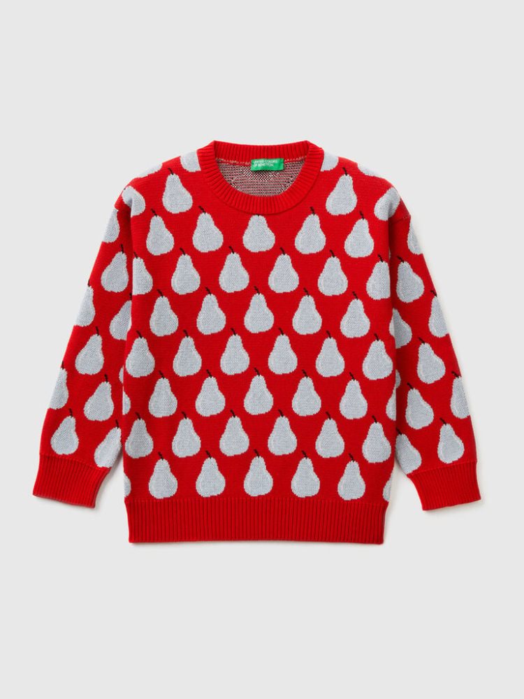 Benetton Pear Pattern Truien Kinderen Rood | BE701589