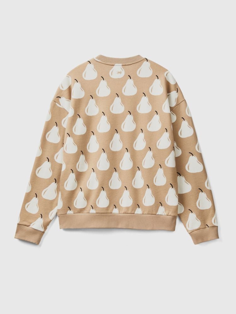 Benetton Pear Print Sweatshirt Heren Beige | BE990104