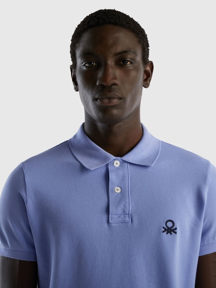 Benetton Periwinkle Violet Slim Fit Short Sleeve Polos Heren Periwinkle | BE201232