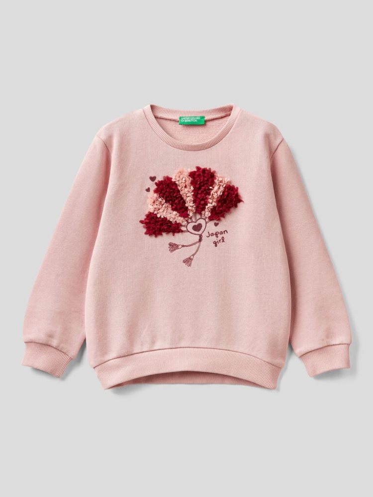 Benetton Petal Look Applique Sweatshirt Kinderen Roze | BE120482