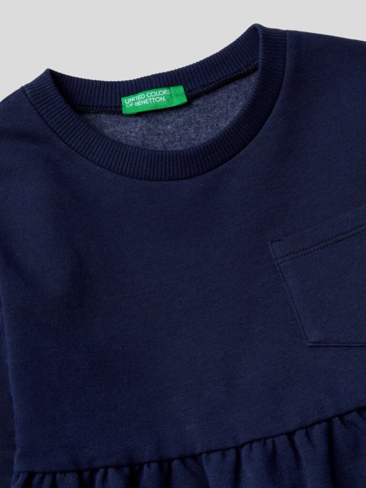 Benetton Photo Print Jurken Kinderen Donkerblauw | BE695126