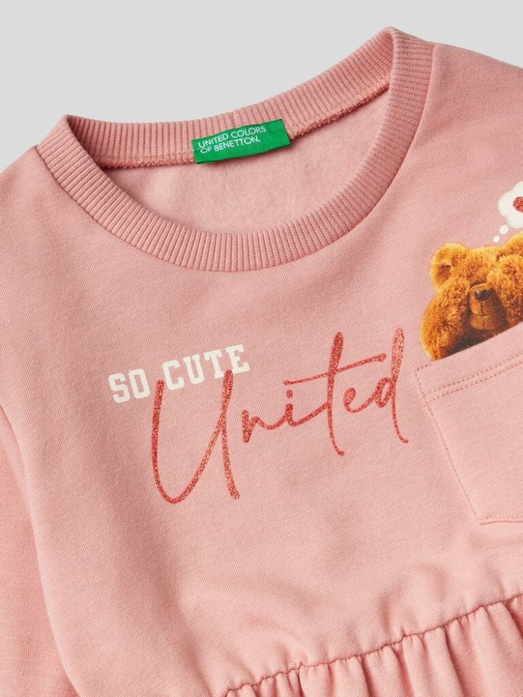 Benetton Photo Print Jurken Kinderen Roze | BE700969