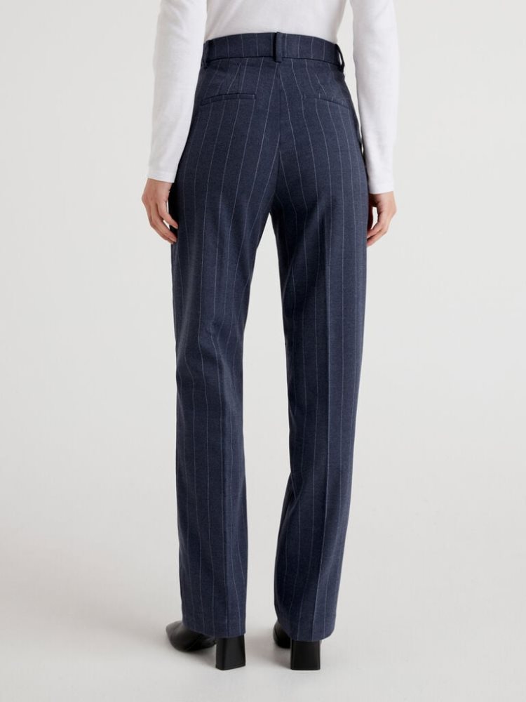 Benetton Pinstripe Look Regular Fit Broek Dames Blauw | BE526295