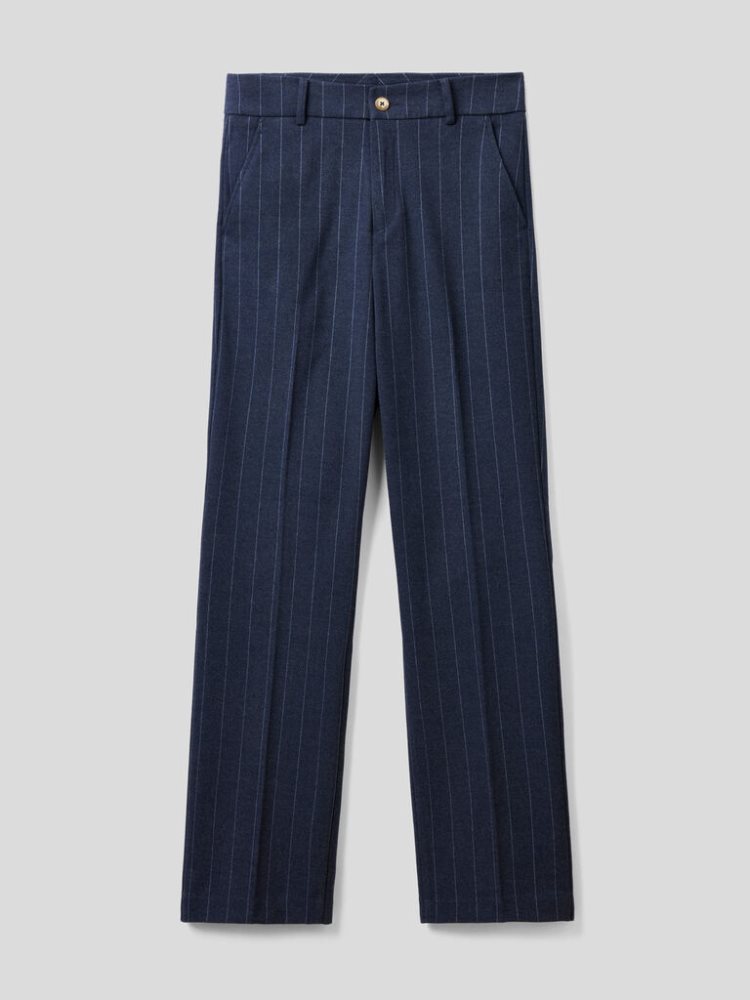 Benetton Pinstripe Look Regular Fit Broek Dames Blauw | BE526295