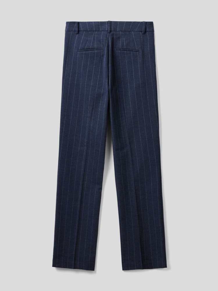 Benetton Pinstripe Look Regular Fit Broek Dames Blauw | BE526295