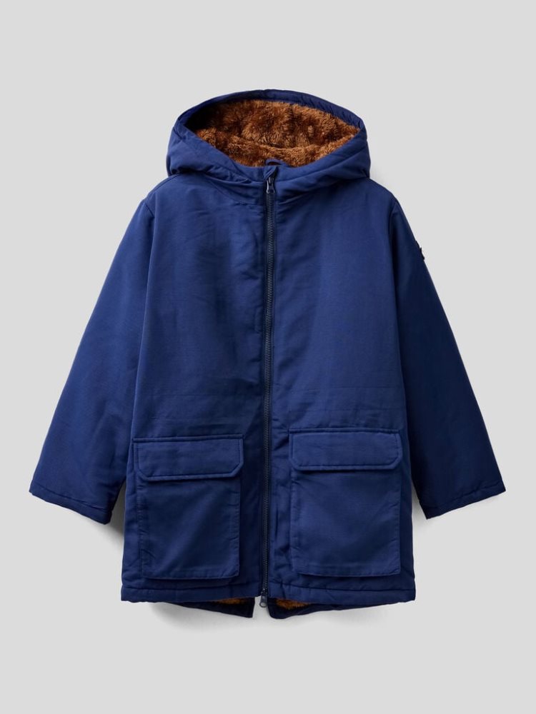 Benetton Pockets Gewatteerd Parka Jassen Kinderen Donkerblauw | BE264618