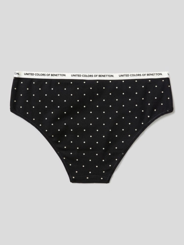 Benetton Polka Dot Stretch Katoenen Knickers Dames Zwart | BE536164