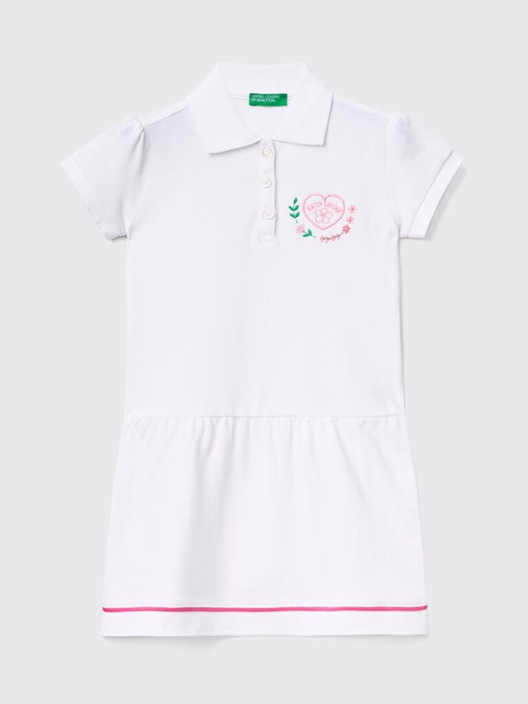 Benetton Polo-style Kort Jurken Kinderen Wit | BE011808