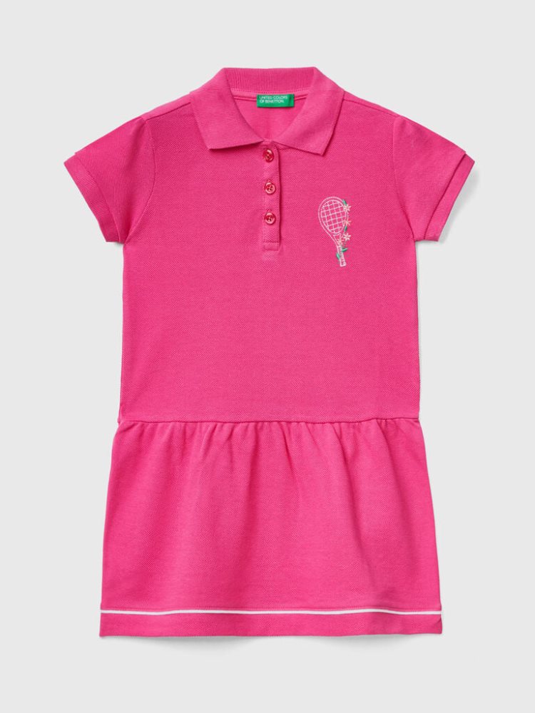 Benetton Polo-style Kort Jurken Kinderen Fuchsie | BE875558