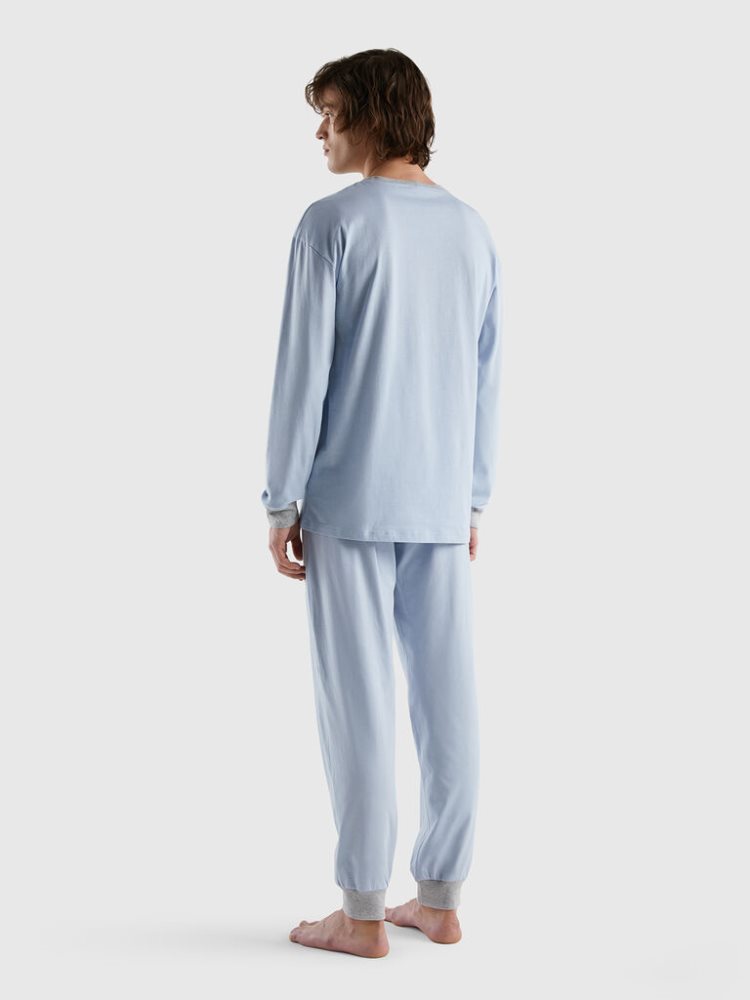 Benetton Pouch 100% Katoenen Pyjamas Heren Blauw | BE190564