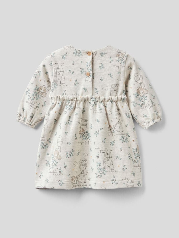 Benetton Princess Print Jurken Kinderen Wit | BE646785