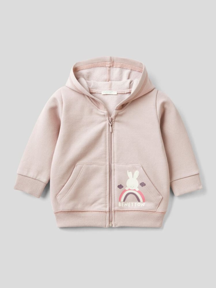 Benetton Print On The Pocket Hoodie Kinderen Roze | BE223586