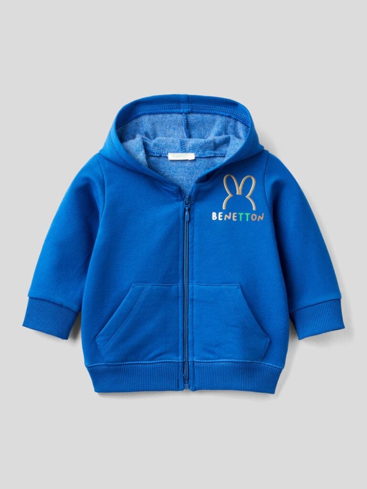 Benetton Print On The Pocket Hoodie Kinderen Blauw | BE935430