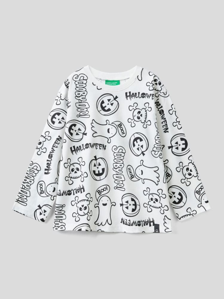 Benetton Printed Scooby-doo Long Sleeve T-shirts Kinderen Wit | BE635498