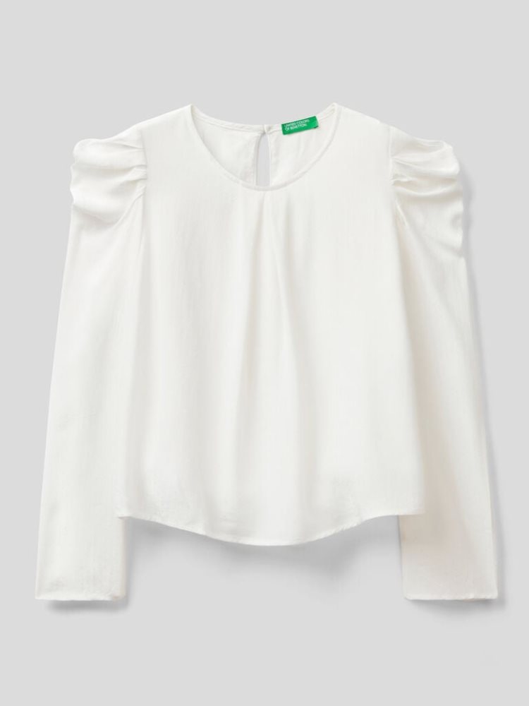 Benetton Puff Sleeves Blouse Kinderen Wit | BE239827