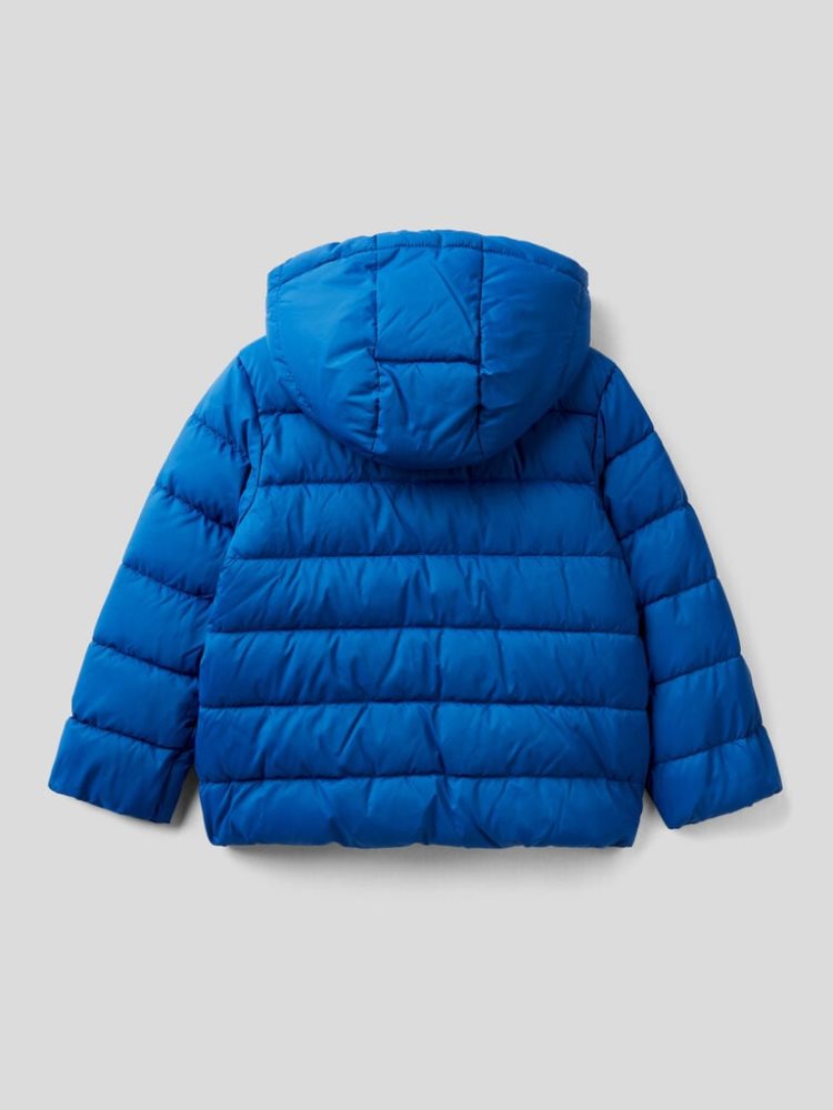 Benetton Puffer Hood And Logo Padded Jackets Kinderen Blauw | BE197373