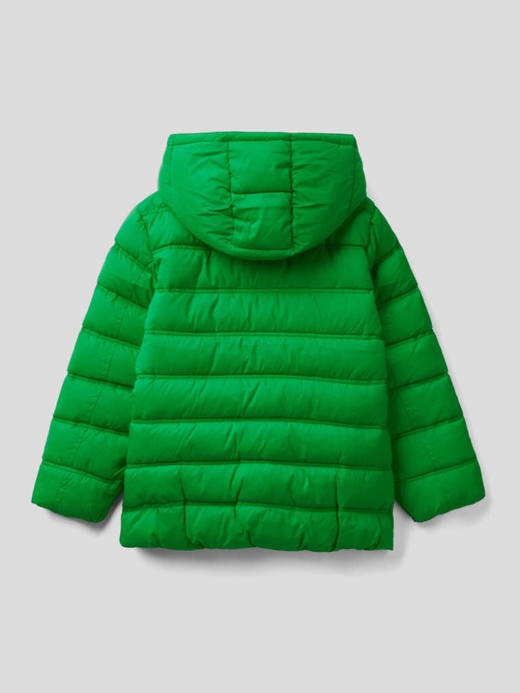 Benetton Puffer Hood And Logo Padded Jackets Kinderen Groen | BE224239