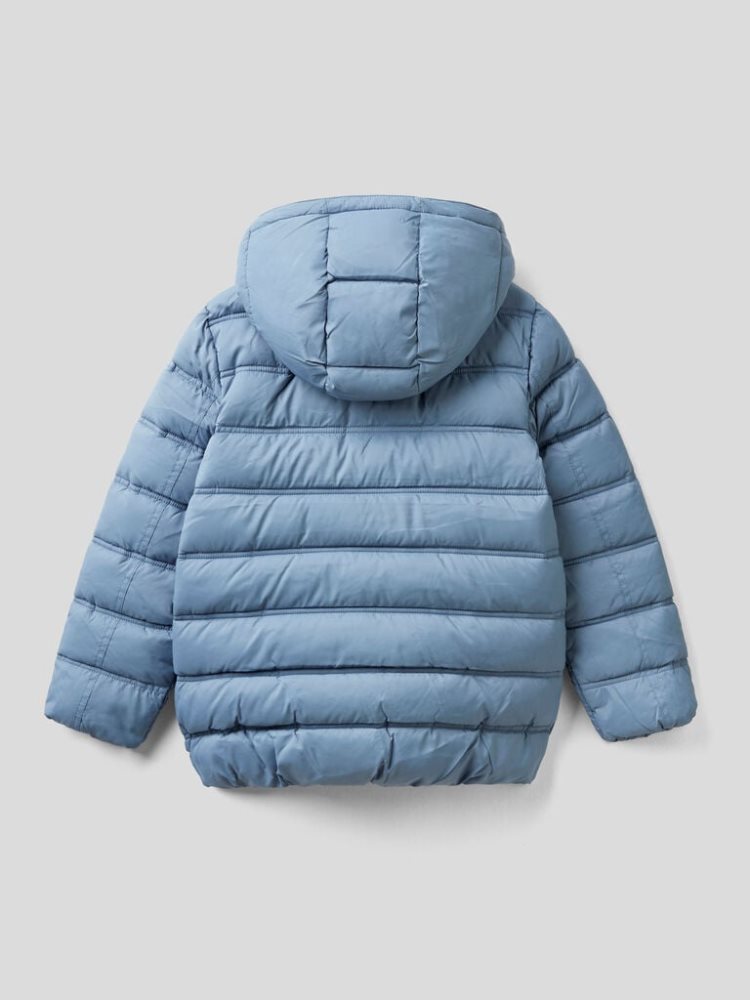 Benetton Puffer Hood And Logo Padded Jackets Kinderen Blauw | BE565646